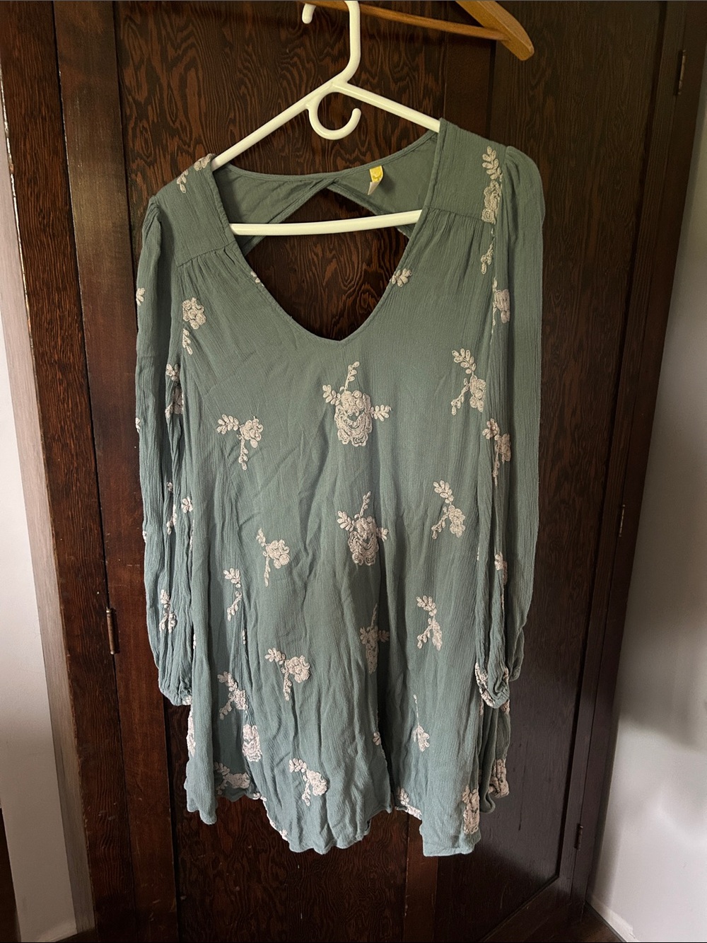 Free People Floral Sage Green Mini Dress